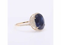 14 karaat geelgouden ring met 5,48 crt. saffier diamant. - afbeelding 2 van  5