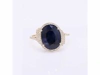 14 karaat geelgouden ring met 5,48 crt. saffier diamant. - afbeelding 3 van  5