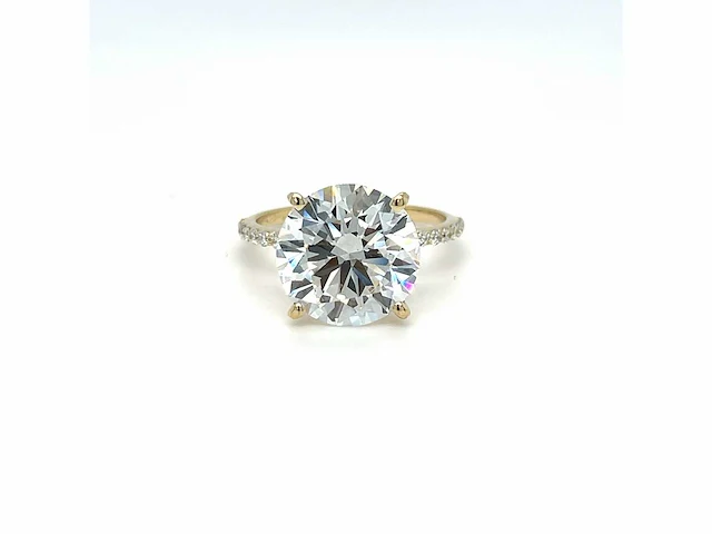 14 karaat geelgouden ring met 6,28 crt. diamant - afbeelding 1 van  8