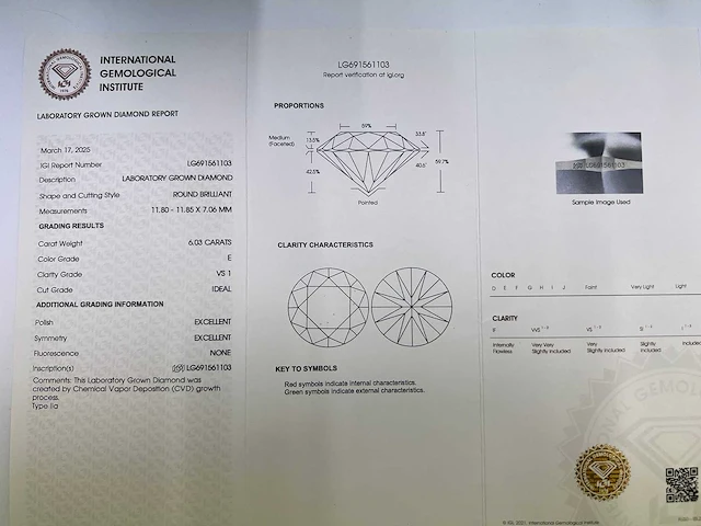 14 karaat geelgouden ring met 6,28 crt. diamant - afbeelding 2 van  8