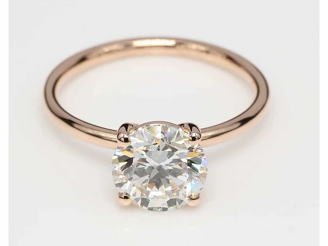 14 karaat roségoudem ring met 3,02 crt. diamant - afbeelding 1 van  7