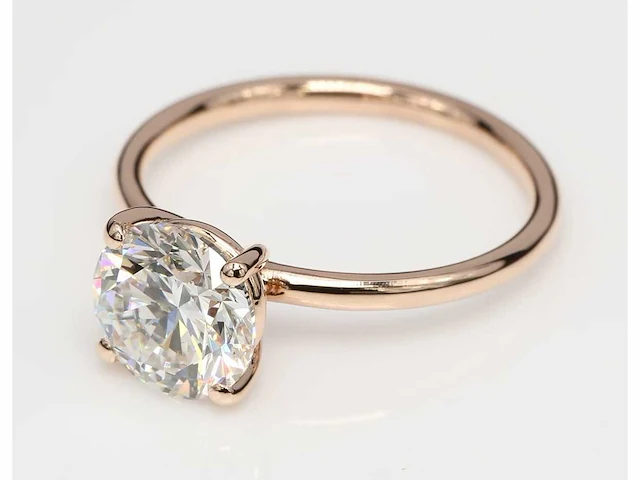14 karaat roségoudem ring met 3,02 crt. diamant - afbeelding 4 van  7