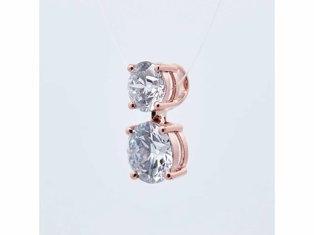 14 karaat roségouden kettinghanger met 2,61 crt. diamant - afbeelding 3 van  7