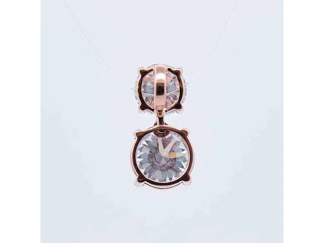 14 karaat roségouden kettinghanger met 2,61 crt. diamant - afbeelding 7 van  7