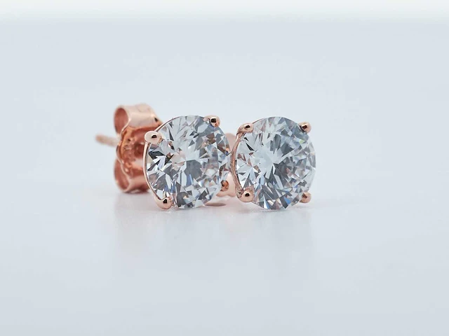 14 karaat roségouden oorstekers met 2,20 crt. diamant - afbeelding 1 van  7