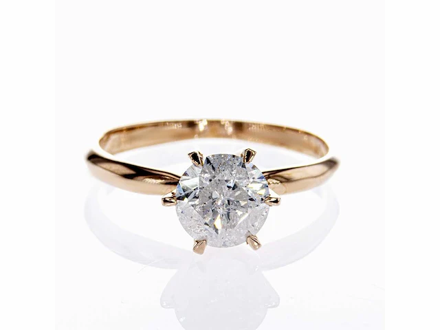 14 karaat roségouden ring met 1,52 crt. natuurlijke diamant - afbeelding 2 van  8