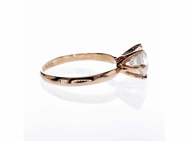 14 karaat roségouden ring met 1,52 crt. natuurlijke diamant - afbeelding 6 van  8