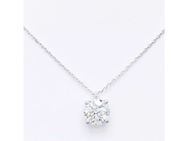 14 karaat wit gouden ketting met 3,00 crt diamant - afbeelding 1 van  9