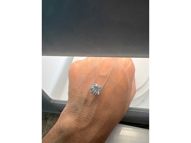 14 karaat wit gouden ketting met 3,00 crt diamant - afbeelding 2 van  9