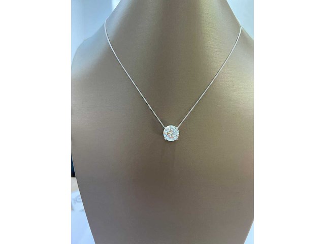 14 karaat wit gouden ketting met 3,00 crt diamant - afbeelding 4 van  9