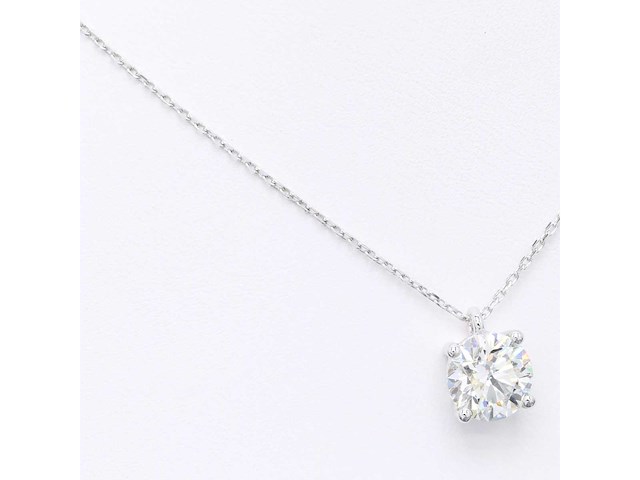 14 karaat wit gouden ketting met 3,00 crt diamant - afbeelding 6 van  9