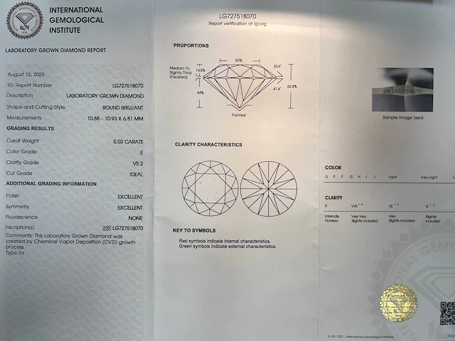14 karaat wit gouden ketting met 5,03 crt diamant - afbeelding 3 van  10