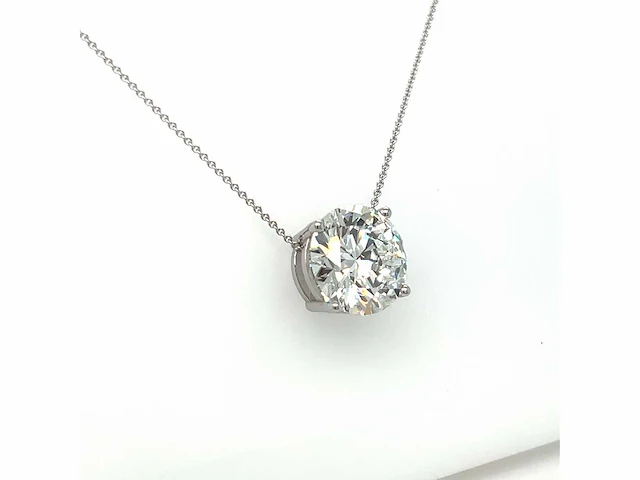 14 karaat wit gouden ketting met 5,03 crt diamant - afbeelding 6 van  10