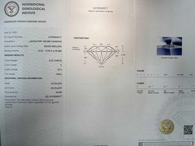 14 karaat wit gouden ketting met 5,03 crt diamant - afbeelding 5 van  11