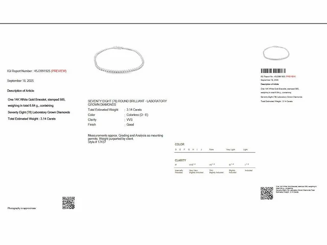 14 karaat witgouden armband met 3,14 crt. diamant - afbeelding 2 van  8
