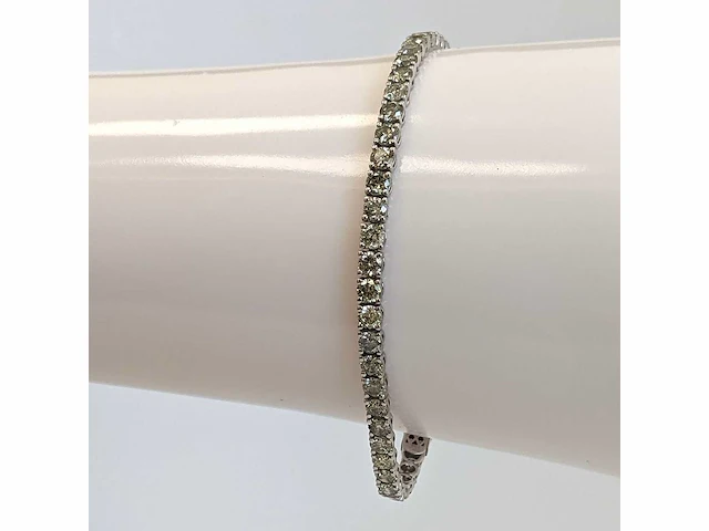 14 karaat witgouden armband met 6,15 crt. natuurlijke diamant - afbeelding 8 van  8