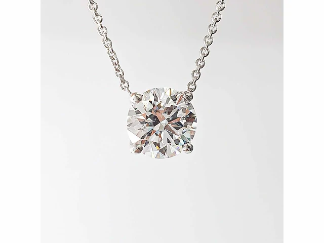 14 karaat witgouden ketting met 2,05 diamant - afbeelding 3 van  8