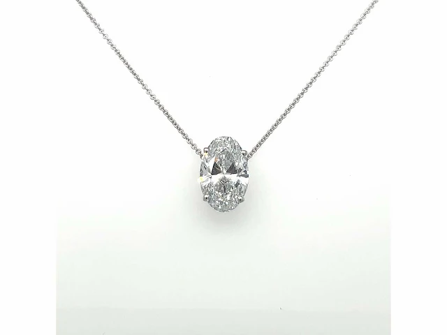 14 karaat witgouden ketting met 3,00 crt. diamant - afbeelding 1 van  8