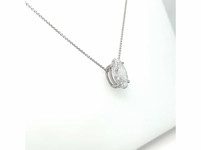 14 karaat witgouden ketting met 3,00 crt. diamant - afbeelding 3 van  8