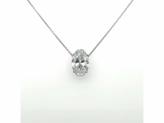14 karaat witgouden ketting met 3,00 crt. diamant - afbeelding 5 van  8