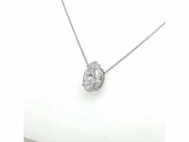 14 karaat witgouden ketting met 3,00 crt. diamant - afbeelding 6 van  8