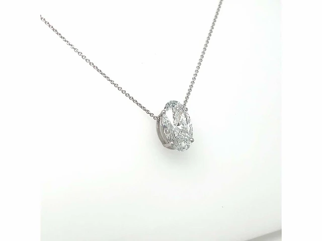 14 karaat witgouden ketting met 3,00 crt. diamant - afbeelding 8 van  8