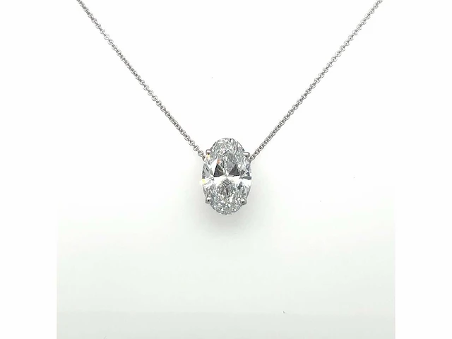 14 karaat witgouden ketting met 3,00 crt. diamant - afbeelding 1 van  8
