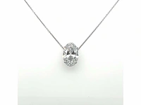 14 karaat witgouden ketting met 3,00 crt. diamant - afbeelding 1 van  8