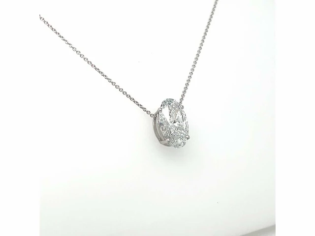 14 karaat witgouden ketting met 3,00 crt. diamant - afbeelding 6 van  8