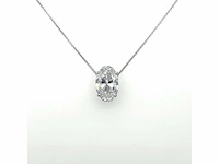 14 karaat witgouden ketting met 3,00 crt. diamant - afbeelding 7 van  8
