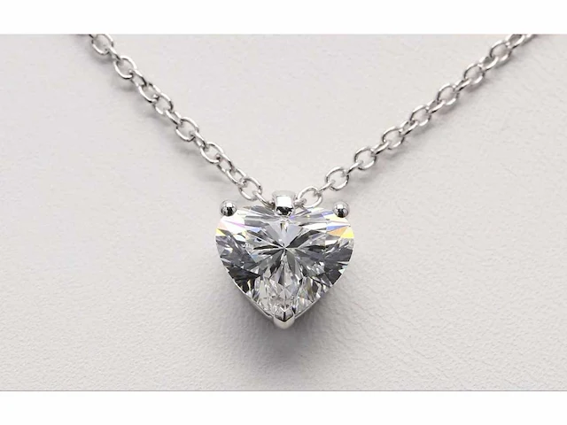 14 karaat witgouden ketting met 5,04 crt. diamant - afbeelding 1 van  6