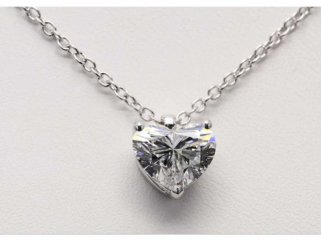 14 karaat witgouden ketting met 5,04 crt. diamant - afbeelding 3 van  6