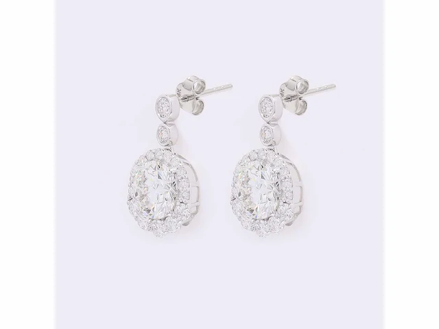 14 karaat witgouden oorbellen met 4,21 crt. diamant - afbeelding 4 van  5