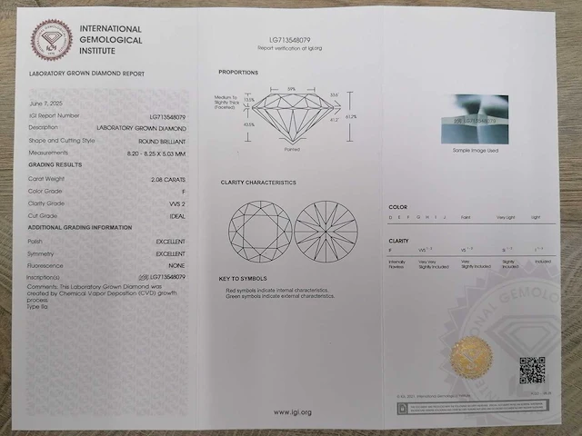 14 karaat witgouden oorstekers met 4,15 crt. diamant - afbeelding 6 van  6