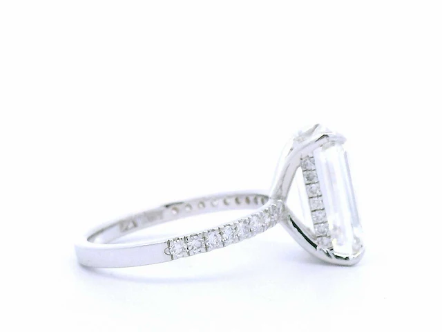 14 karaat witgouden ring mer 5,45 crt. diamant - afbeelding 3 van  7