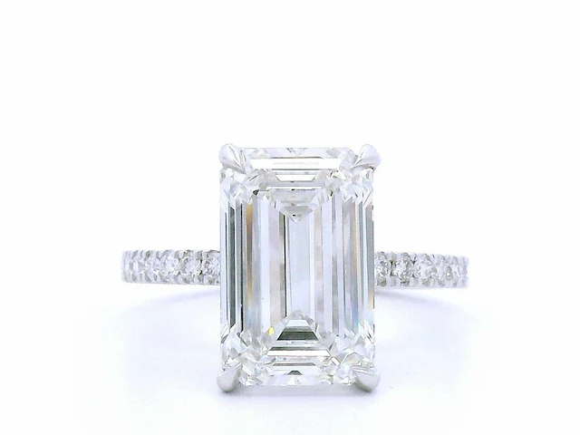 14 karaat witgouden ring mer 5,45 crt. diamant - afbeelding 5 van  7