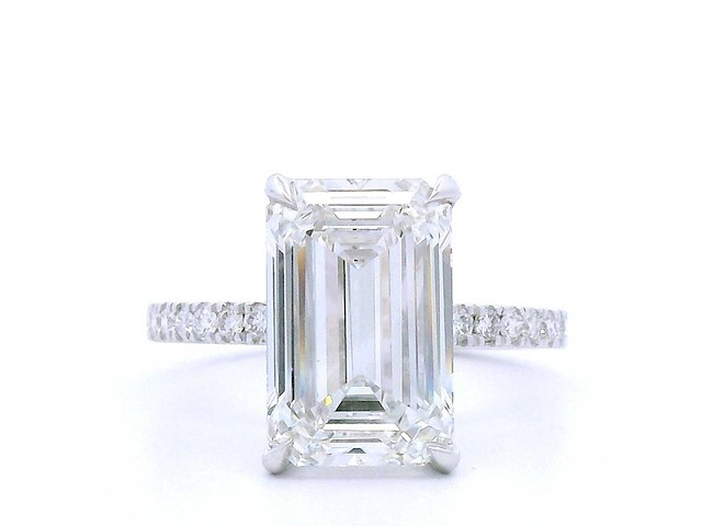 14 karaat witgouden ring mer 5,45 crt. diamant - afbeelding 5 van  7