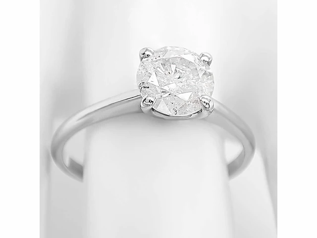 14 karaat witgouden ring met 1,00 crt. natuurlijke diamant - afbeelding 1 van  8