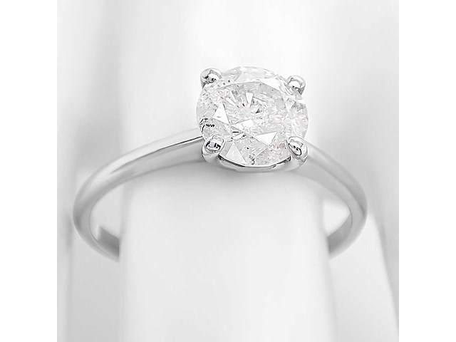 14 karaat witgouden ring met 1,00 crt. natuurlijke diamant - afbeelding 1 van  8
