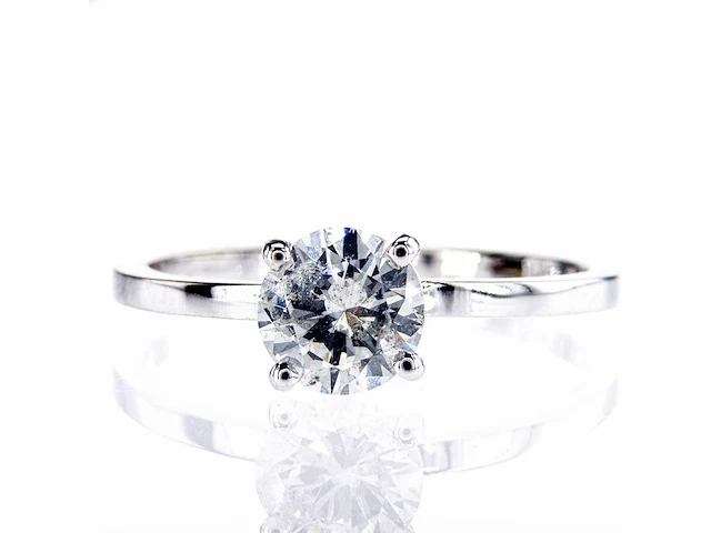 14 karaat witgouden ring met 1,01 natuurlijke diamant - afbeelding 1 van  6