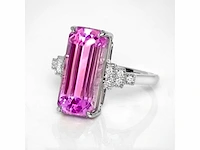 14 karaat witgouden ring met 10,25 crt. kunziet natuurlijke diamant - afbeelding 1 van  8