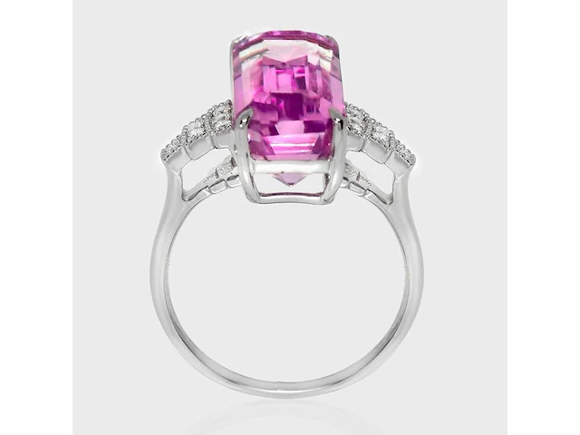 14 karaat witgouden ring met 10,25 crt. kunziet natuurlijke diamant - afbeelding 4 van  8