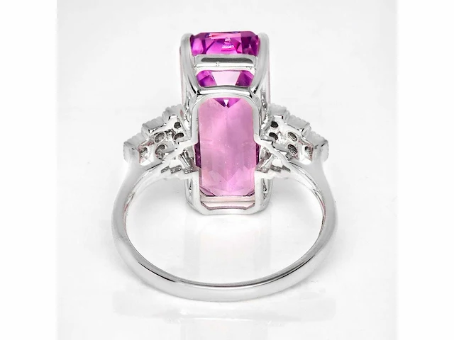 14 karaat witgouden ring met 10,25 crt. kunziet natuurlijke diamant - afbeelding 7 van  8