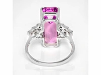 14 karaat witgouden ring met 10,25 crt. kunziet natuurlijke diamant - afbeelding 7 van  8