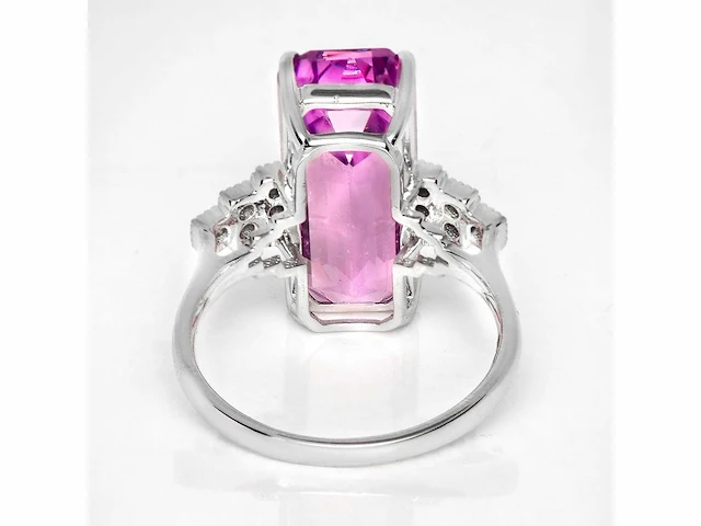 14 karaat witgouden ring met 10,25 crt. kunziet natuurlijke diamant - afbeelding 6 van  7