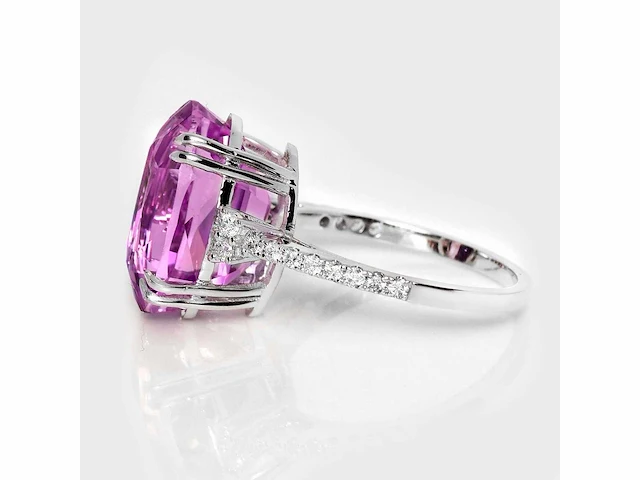 14 karaat witgouden ring met 10,57 crt. purplish pink diamant - afbeelding 4 van  8