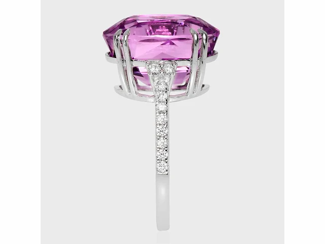 14 karaat witgouden ring met 10,57 crt. purplish pink diamant - afbeelding 5 van  8