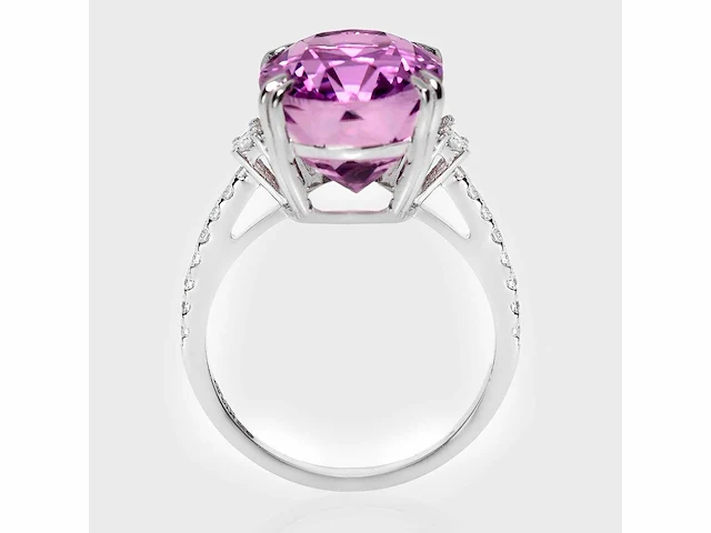 14 karaat witgouden ring met 10,57 crt. purplish pink diamant - afbeelding 6 van  8