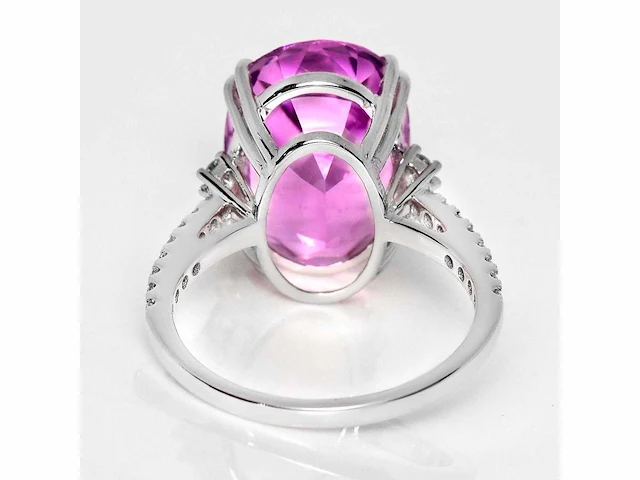 14 karaat witgouden ring met 10,57 crt. purplish pink diamant - afbeelding 7 van  8