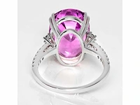 14 karaat witgouden ring met 10,57 crt. purplish pink diamant - afbeelding 7 van  8